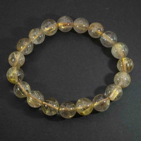 Vintage Natural Golden Rutilated Quartz Bead Bracelet