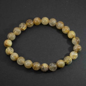 Vintage Natural Golden Rutilated Quartz Bead Bracelet