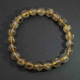 Vintage Natural Golden Rutilated Quartz Bead Bracelet