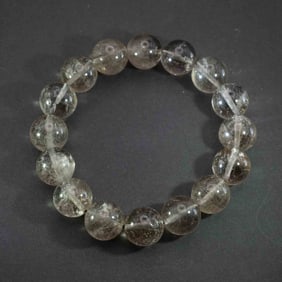 Vintage Natural Rutilated Quartz Bead Bracelet