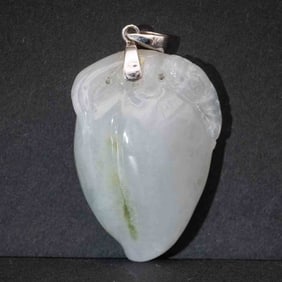 Chinese Carved Natural White Jadeite Buddha's Palm Pendant