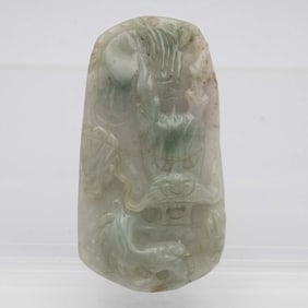 Chinese Hand Carved Type A Natural Jade Dragon Pendant