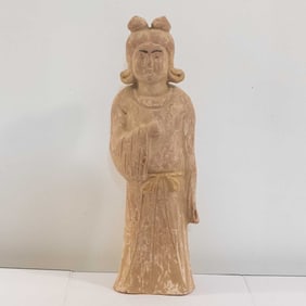 Antique Chinese Tang Dynasty Terracotta Court Lady Figure Sculpture