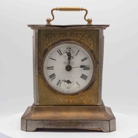 Antique Chinese Hong Kong Brass Table Clock