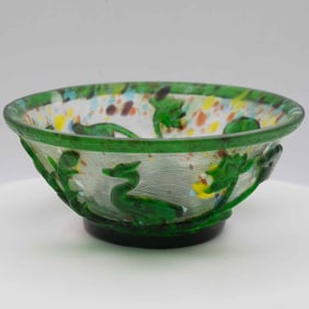 Vintage Chinese Colored Glass Bowl