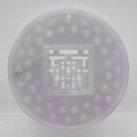 Chinese Carved Natural Lavender Jade Longevity Round Pendant