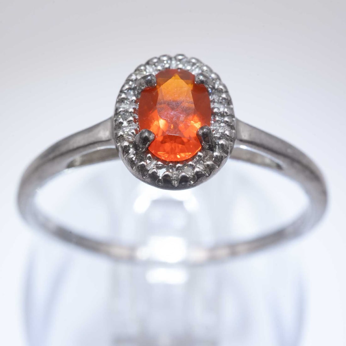 Sterling Silver Fire Opal And Diamond Ring (1 of 4)