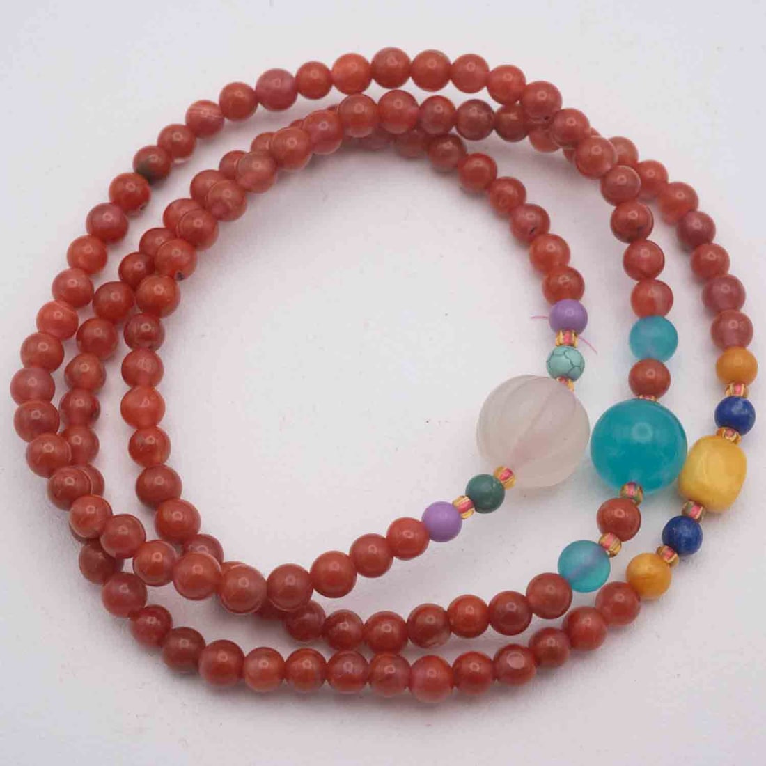 Chinese Tibetan Aquamarine, Quartz, Red Agate Bracelet (1 of 6)