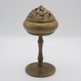 Antique Chinese Qianlong Inscribed Brass Censer