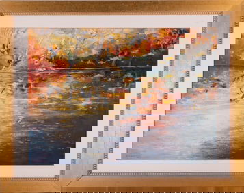 Early 20th C. Impressionist Pastel On Paper "Ducks in Autumn"