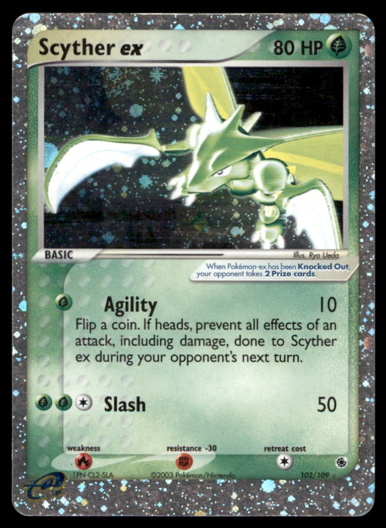 Scyther ex Ruby and Sapphire #102/109 Holo Pokemon Card: We offer combined shipping on multiple items. Buyers may also arrange their own shipping. LiveShipping is a separate and independent option for shipping that is NOT a part of the auction house or thei
