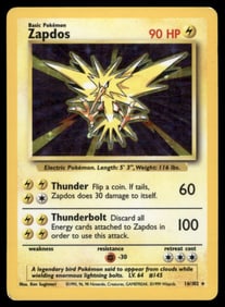 Zapdos Base Set #016/102 Holo Pokemon Card