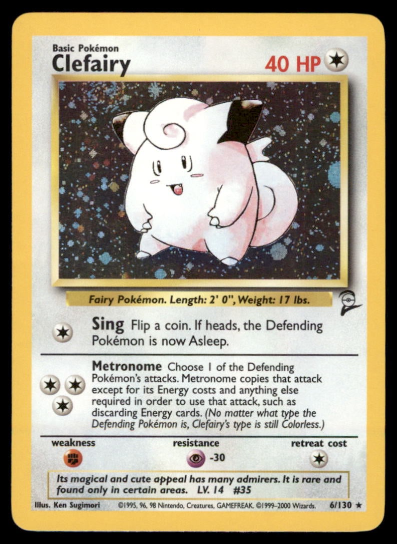 Clefairy Base Set 2 #006/130 Holo Pokemon Card (1 of 2)