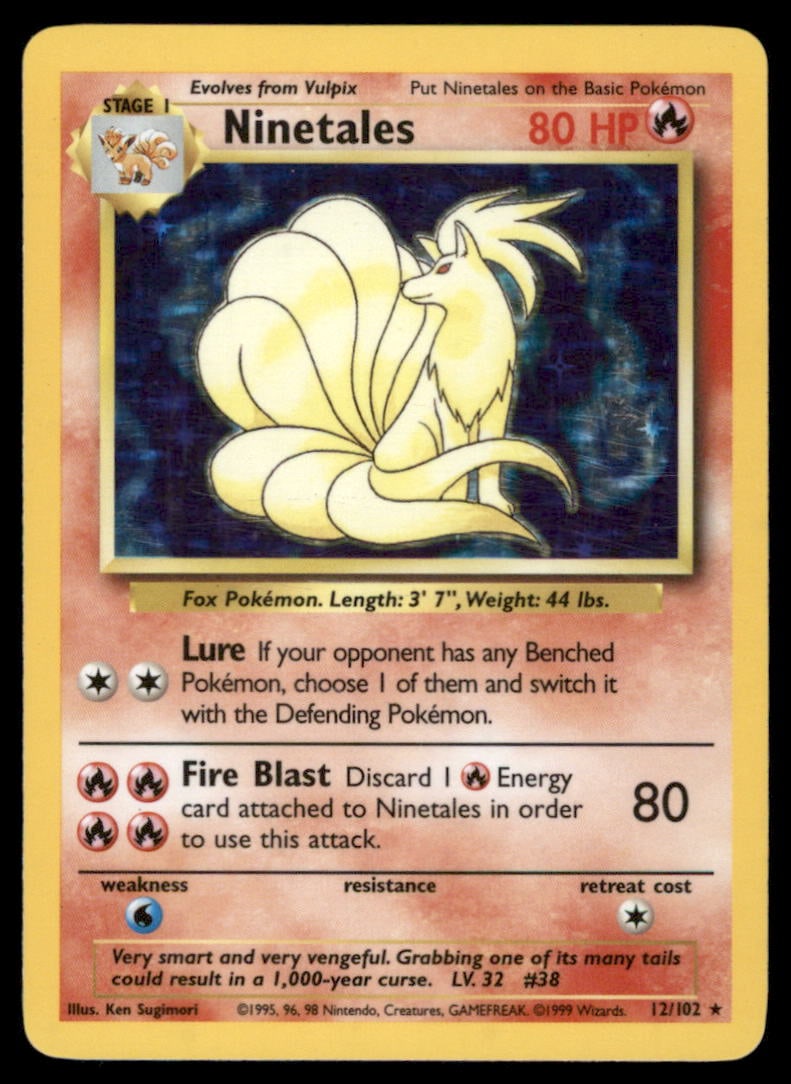 Ninetales Base Set #012/102 Holo Pokemon Card (1 of 2)