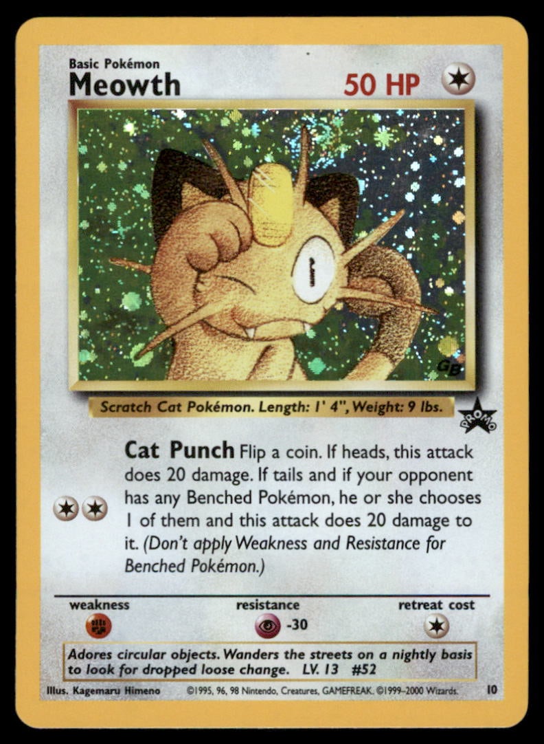 Meowth WoTC Promo #10/53 Holo Pokemon Card (1 of 2)