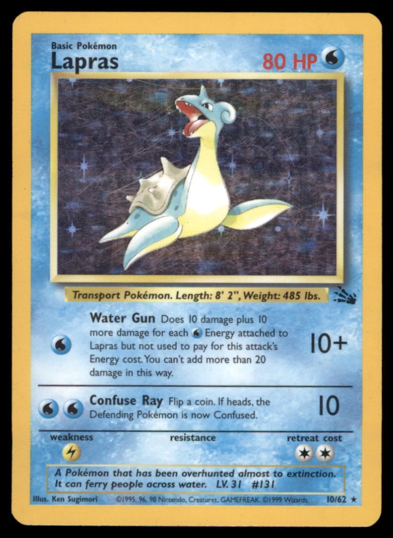 Lapras (10) Fossil #10/62 Holo Pokemon Card: We offer combined shipping on multiple items. Buyers may also arrange their own shipping. LiveShipping is a separate and independent option for shipping that is NOT a part of the auction house or thei