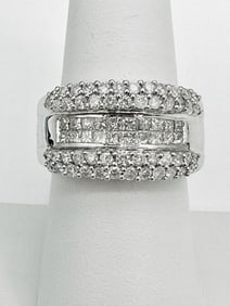 14KT White Gold Natural Diamond Wide Band # 2048