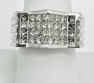 14KT White Gold Natural Diamond Men’s Wide Band # 2049