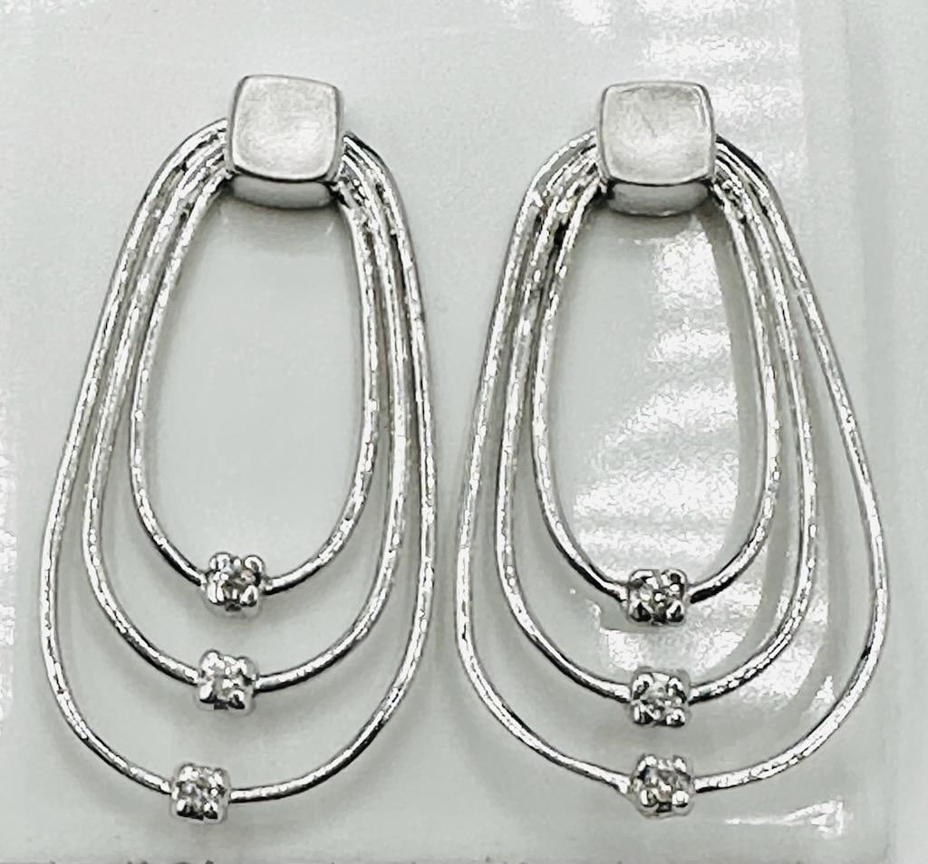 14KT White Gold Pair of Natural Diamond Earrings # 2130 (1 of 3)
