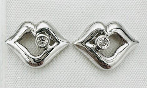 14KT White Gold Pair of Natural Diamond Earrings # 2132