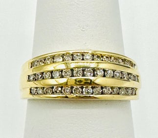 14KT Yellow Gold Natural Diamond Multi Rows Ring # 2134