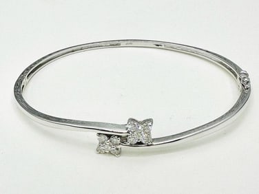 Natural Diamond Bangle Bracelet in 14KT White Gold # 2197