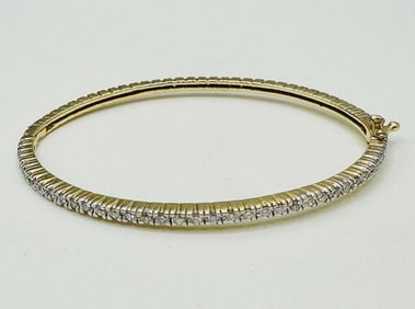 Natural Diamond Bangle Bracelet in 14KT Yellow Gold # 2198