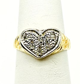 Natural Diamond Heart Ring, 14KT Yellow Gold # 2220