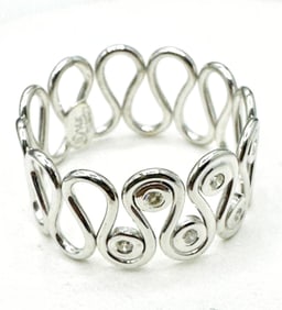 Natural Diamond Wide Band Ring, 14KT White Gold # 2234