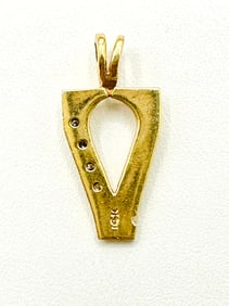 14KT Yellow Gold, Natural Diamond “V?? Pendant # 2251