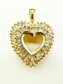 Natural Diamond 14KT Yellow Gold Heart Pendant # 2262