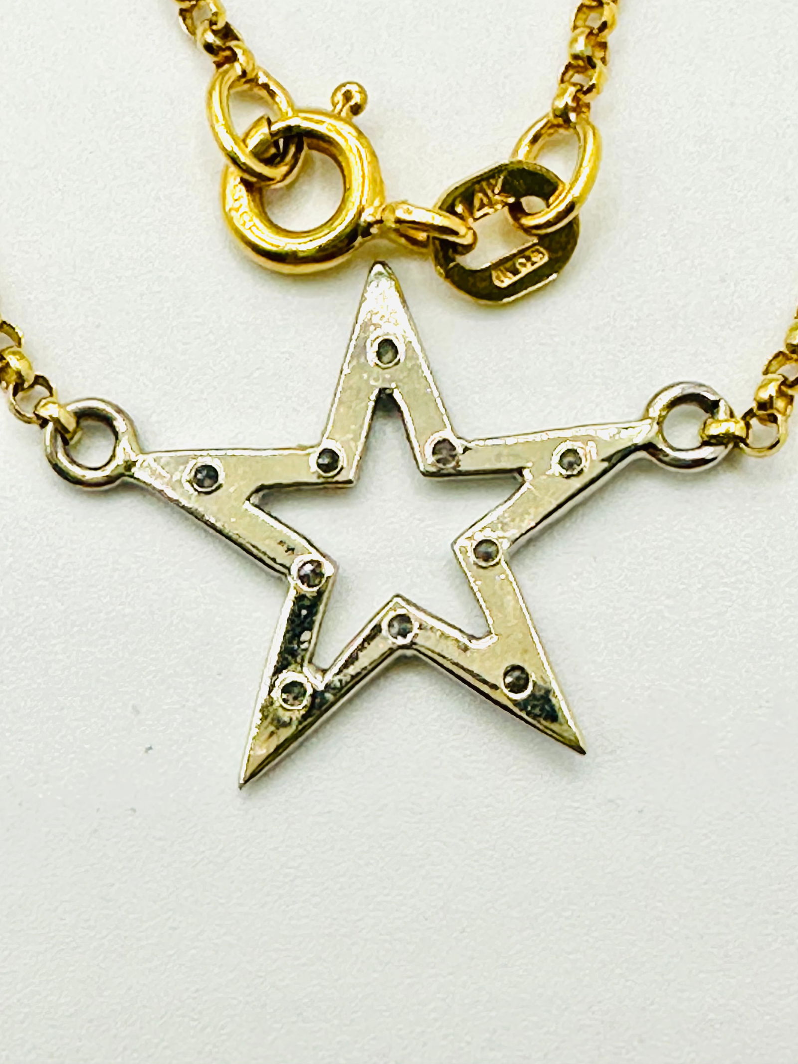 Natural Diamond Star 14KT Yellow Gold Necklace # 2281 (1 of 4)