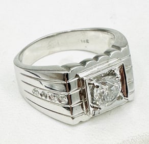 Natural Diamond Men’s Ring, 14KT White Gold # 2301