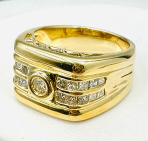 Natural Diamond Men’s Ring, 14KT Yellow Gold # 2306