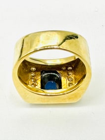 Natural Diamond and Lapis Men’s Ring, 14KT Yellow Gold # 2320