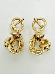 Pair of Natural Diamond Earrings, 14KT Yellow Gold # 2337
