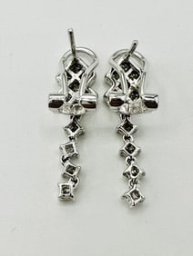 Pair of Natural Diamond Earrings, 18KT White Gold # 2340