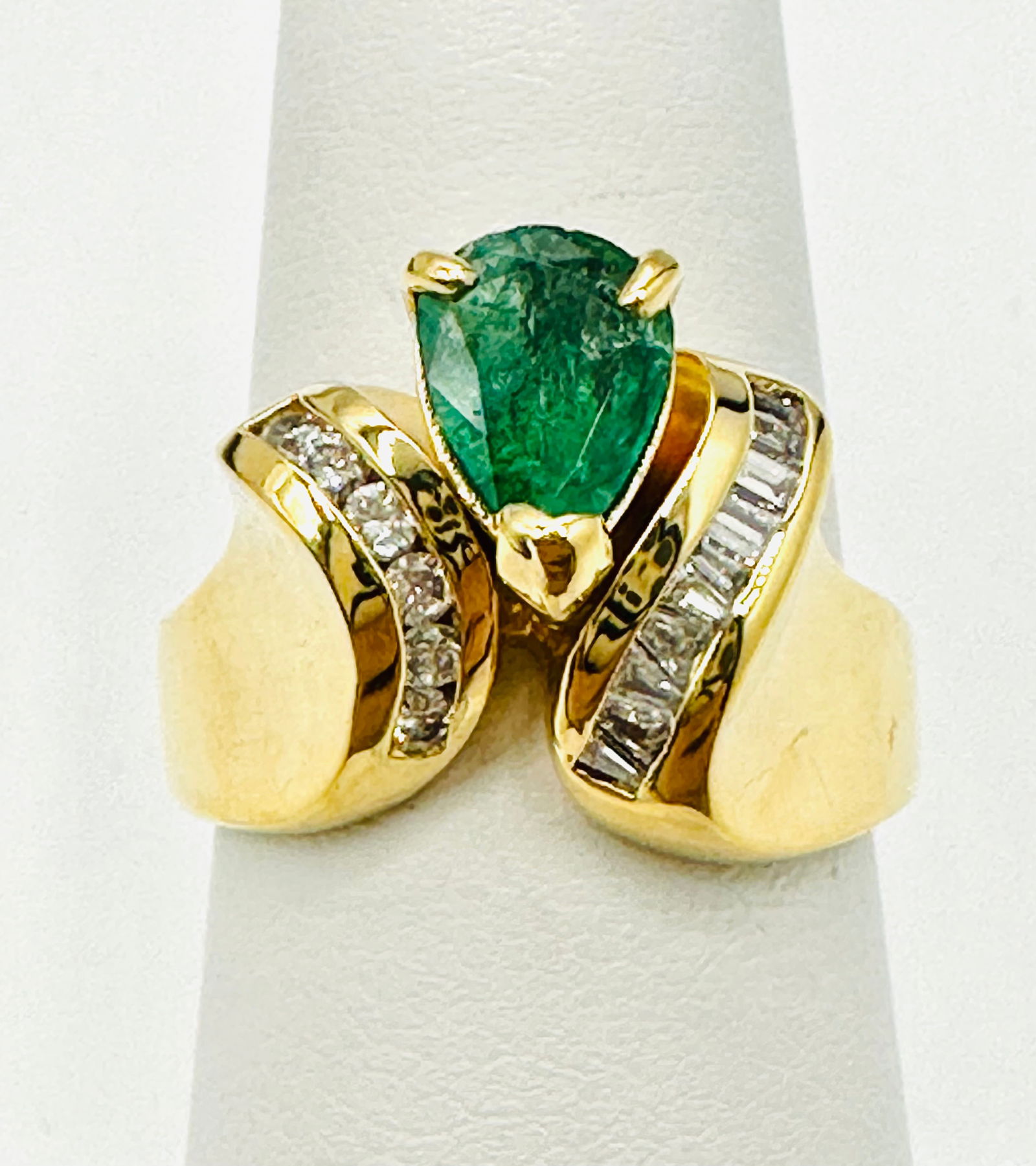 Natural Diamond and Emerald Ring,14KT Yellow Gold # 2351 (1 of 4)