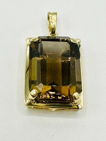 14KT Yellow Gold Smoke Topaz Pendant # 2358