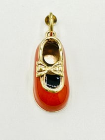 14KT Yellow Gold Shoe Pendant with Enamel # 2382