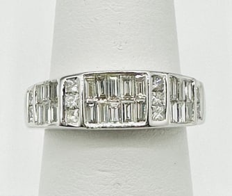 Natural Diamond Band Ring, 14KT White Gold # 2387