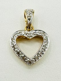 14KT Yellow Gold Natural Diamond Heart Pendant # 2388