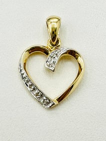 14KT Yellow Gold Natural Diamond Heart Pendant # 2389
