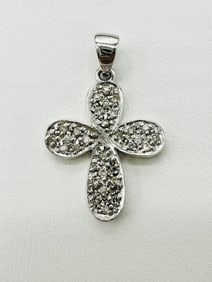 14KT Yellow Gold Natural Diamond Cross Pendant # 2390