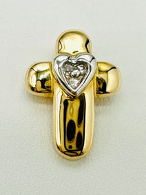 14KT Yellow Gold Natural Diamond Cross Pendant # 2391