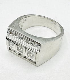 Natural Diamond Men’s Ring, 14KT White Gold # 2404