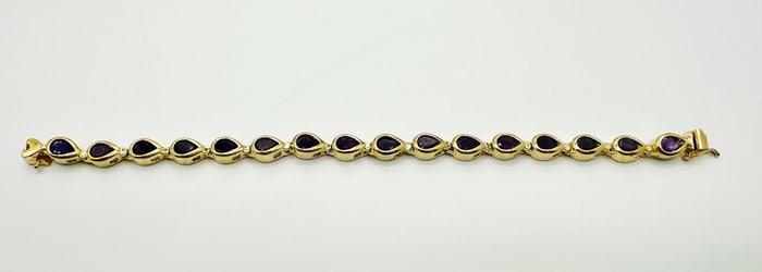 14KT Yellow Gold Amethyst Bracelet # 2408
