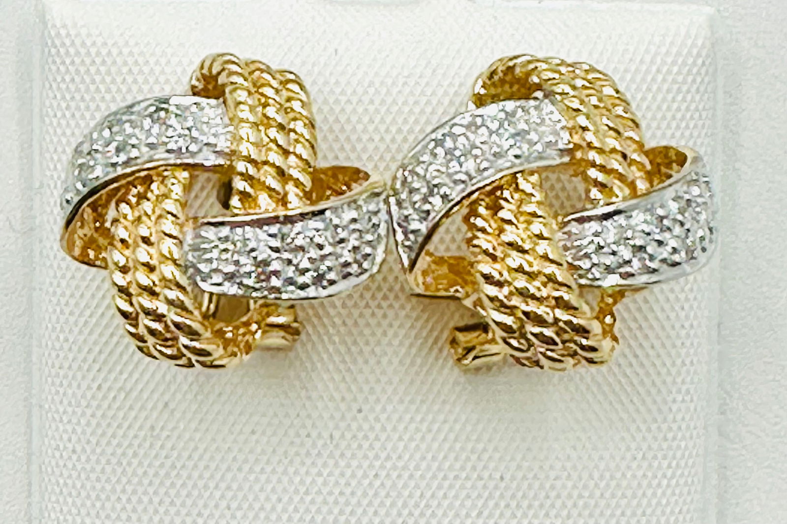 Pair of Natural Diamond Earrings, 14KT Yellow Gold # 2410 (1 of 4)