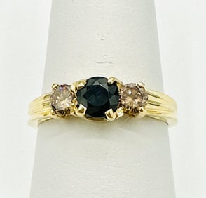 Natural Diamond and Sapphire Ring, # 2415