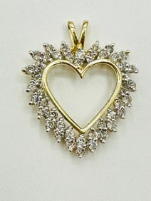 14KT Yellow Gold Diamond Heart Pendant # 2416